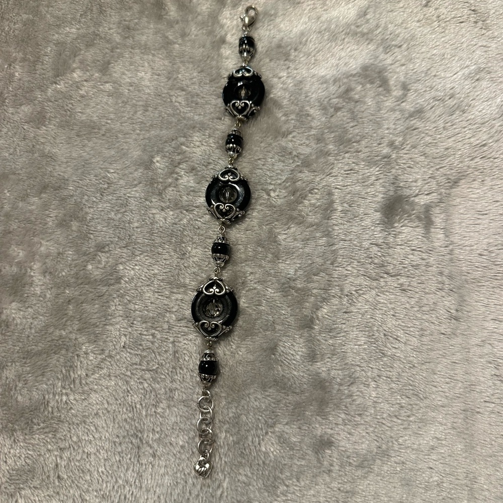 Black Onyx and silver Brighton bracelet